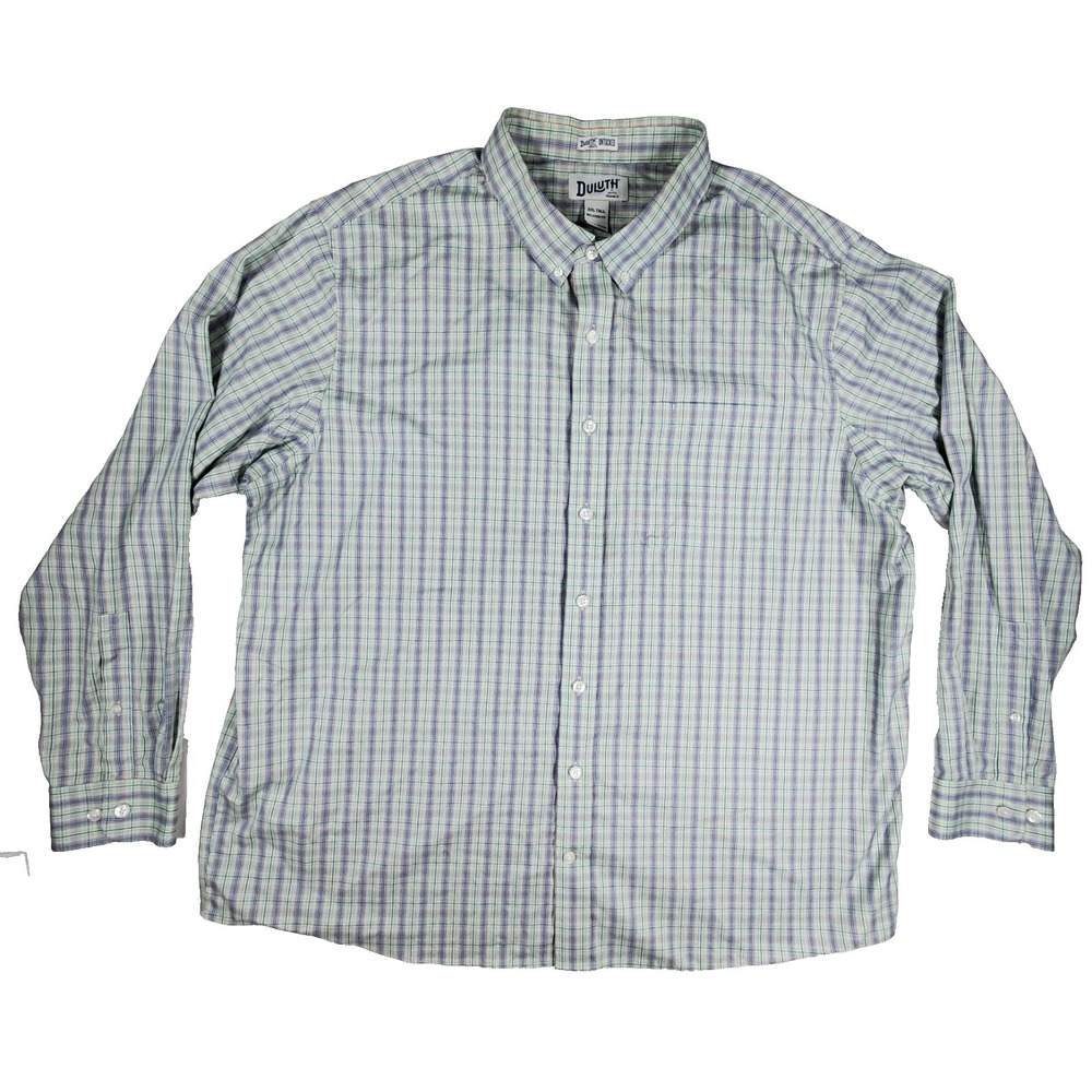 Duluth Trading Untucked Button Up Shirt Mens 2XL Tall Plaid Cotton‎ Relaxed Fit